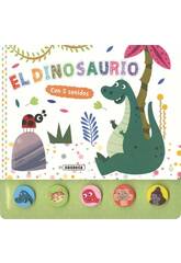 Livre cinq sons Le dinosaure aux boutons