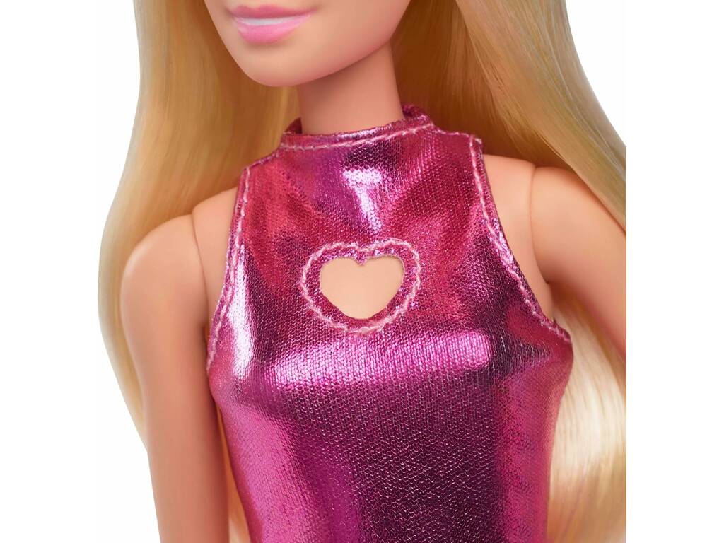 Poupée Barbie Fashionista avec robe rose métallisée