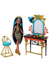 Monster High Poupe Cleo De Nile avec coiffeuse et accessoires