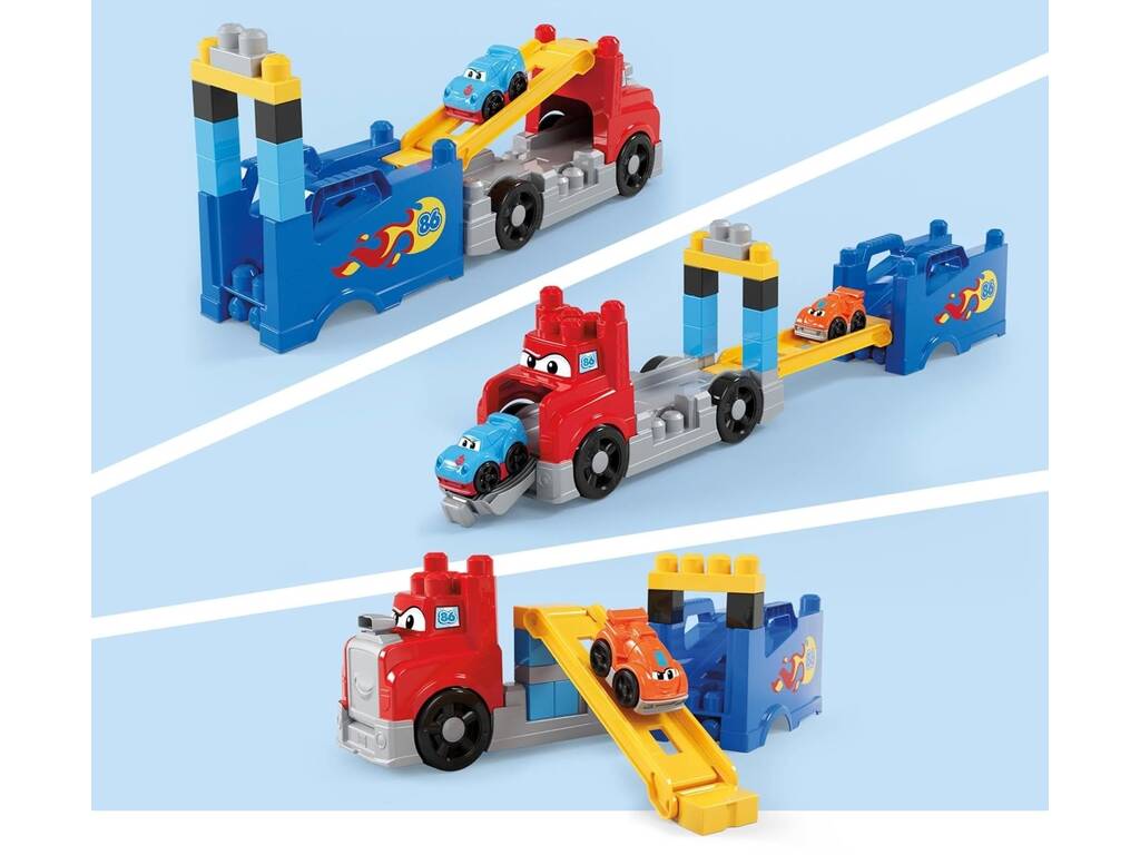 MegaBloks Camião Corridas e Construção com 2 Carros e 19 Blocos