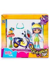 Pinypon Top Moto Girl con Mueca y Moto