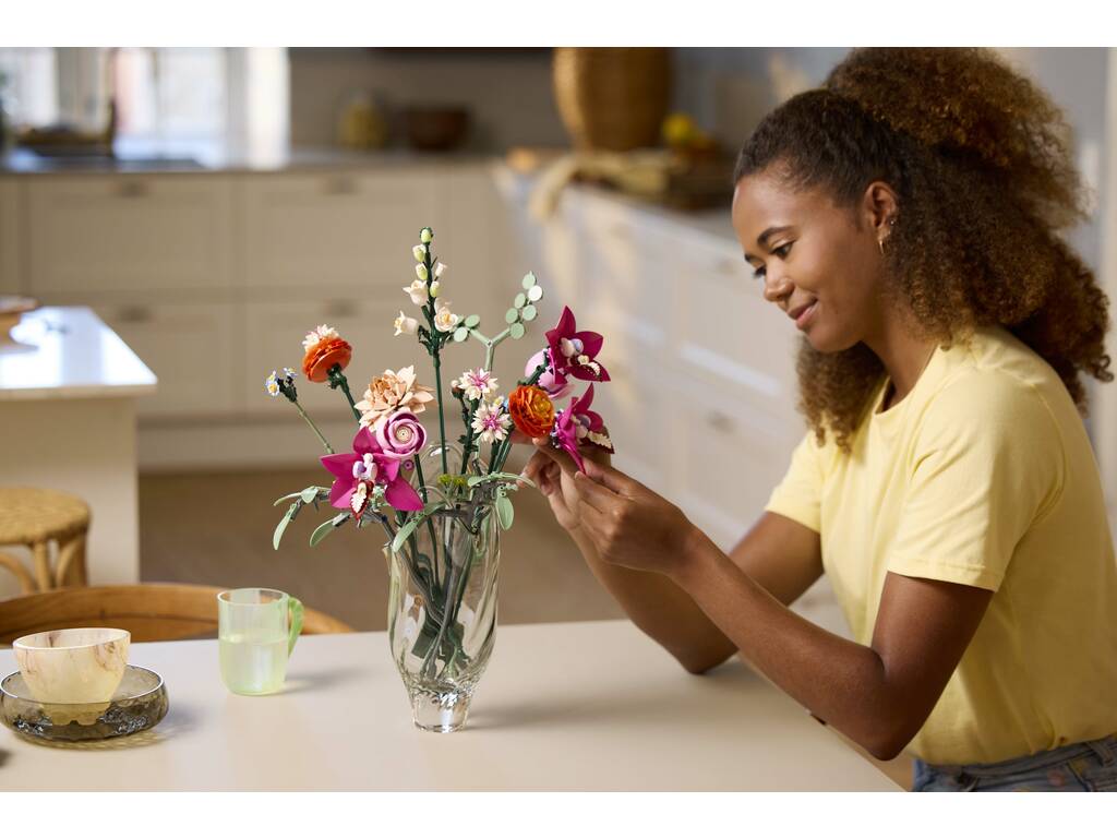 Bouquet de fleurs fantaisie Lego Botanicals en rose