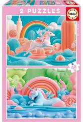 Puzzle 2X48 Unicorni magici