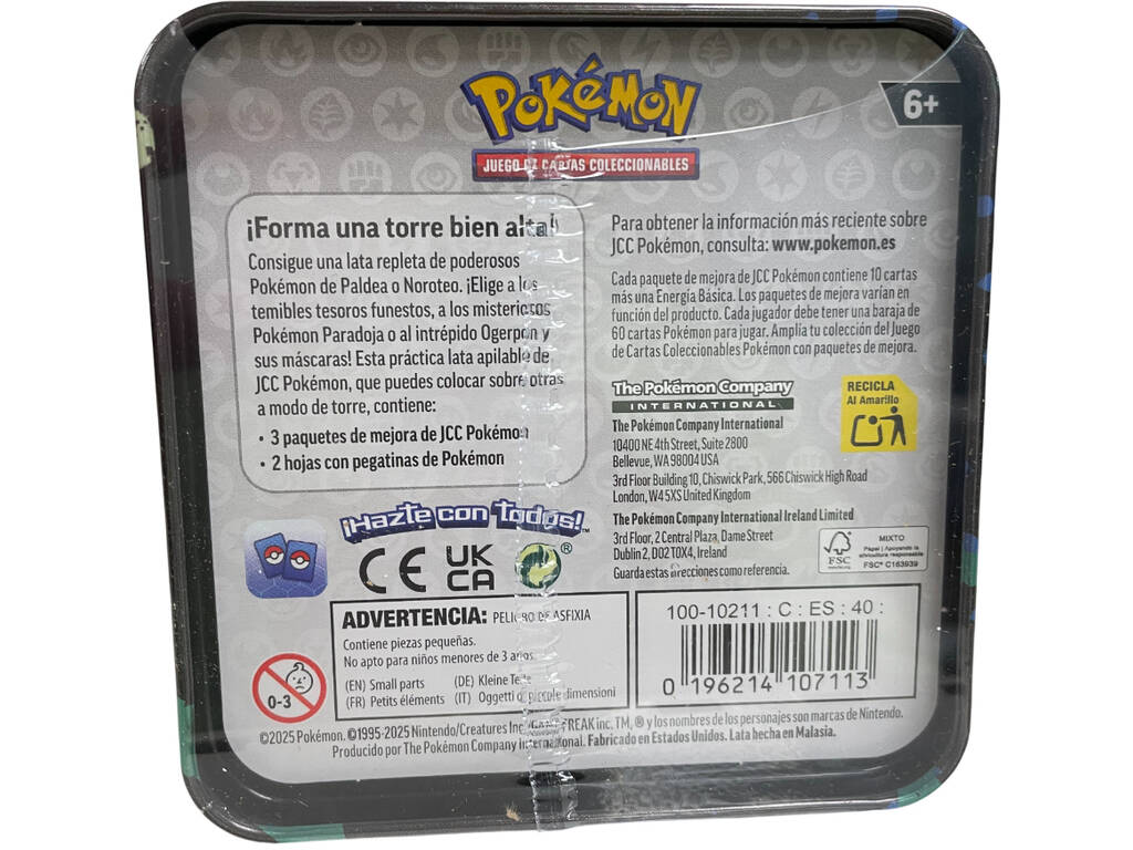 Pokémon TCG Escarlate e Púrpura Lata com 3 Sobres e Autocolantes