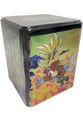 Bote de conserve Pokmon TCG carlate et mauve avec 3 enveloppes et autocollants