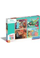 Puzzle Supercolor 4 en 1 Animaux Disney