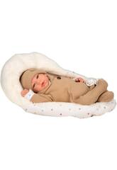 Boneca Bebé Reborn Olona de 40 cm com Saco de Dormir Bege