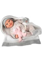 Boneca Beb Reborn Nadia de 40 cm com Manta e Peluche