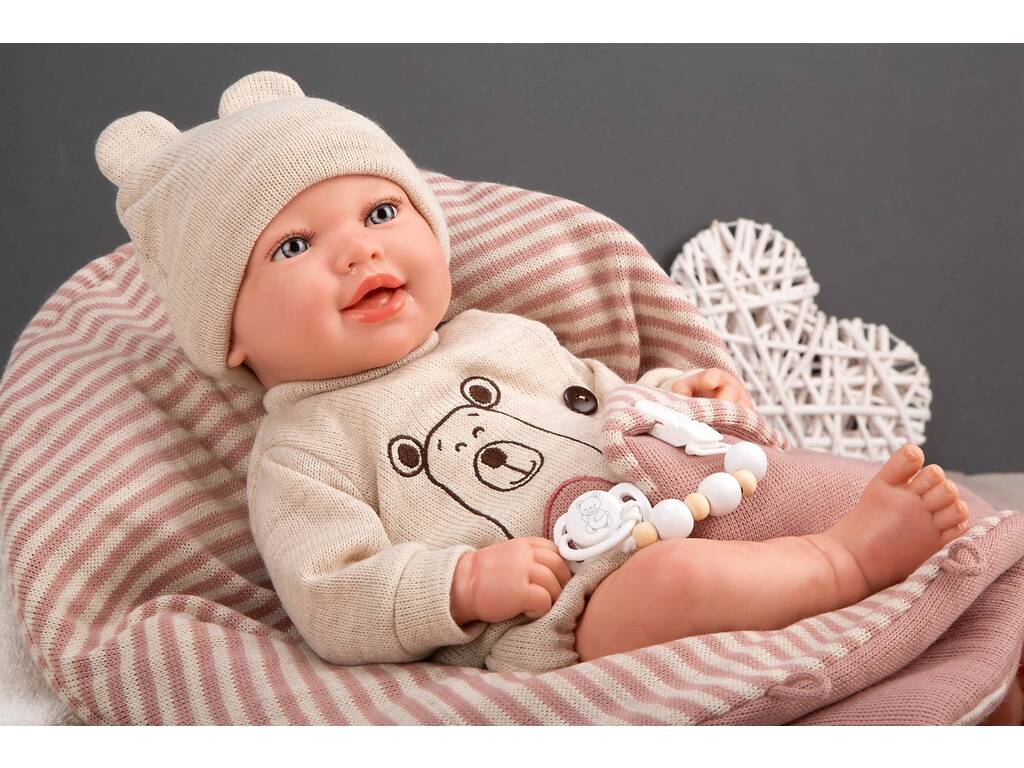 Muñeca Bebé Reborn Lain de 45 Cm con Saco de Dormir