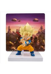 Figurine Dragon Ball Daima Super Saiyan Son Goku avec panneau de 14 cm