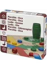 Parcheesi de l'oie avec boîte en fer-blanc