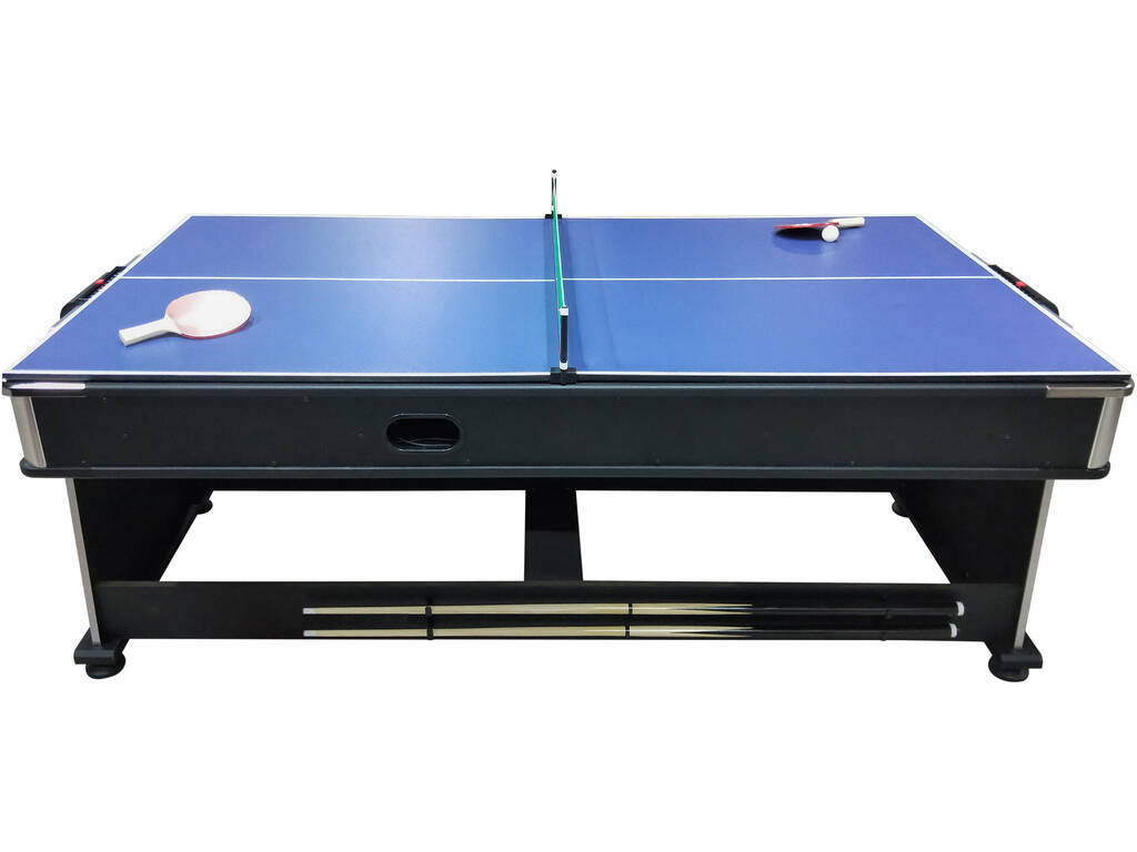 Table multijeux rotative 4-en-1 Olimpus 203,5x112x81 cm avec plateau rouge