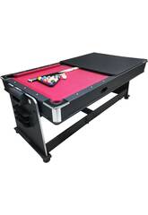 Mesa Multijogo 4 em 1 Giratória Olimpus de 203,5x112x81 cm com Tapete Vermelho