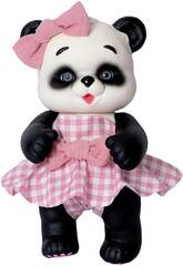 Poupe Panda 25 cm avec robe rose