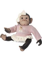 Boneca Mono Reborn de 35 cm com Camisola Rosa