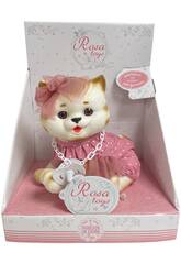 Poupée chat beige de 23 cm avec robe rose