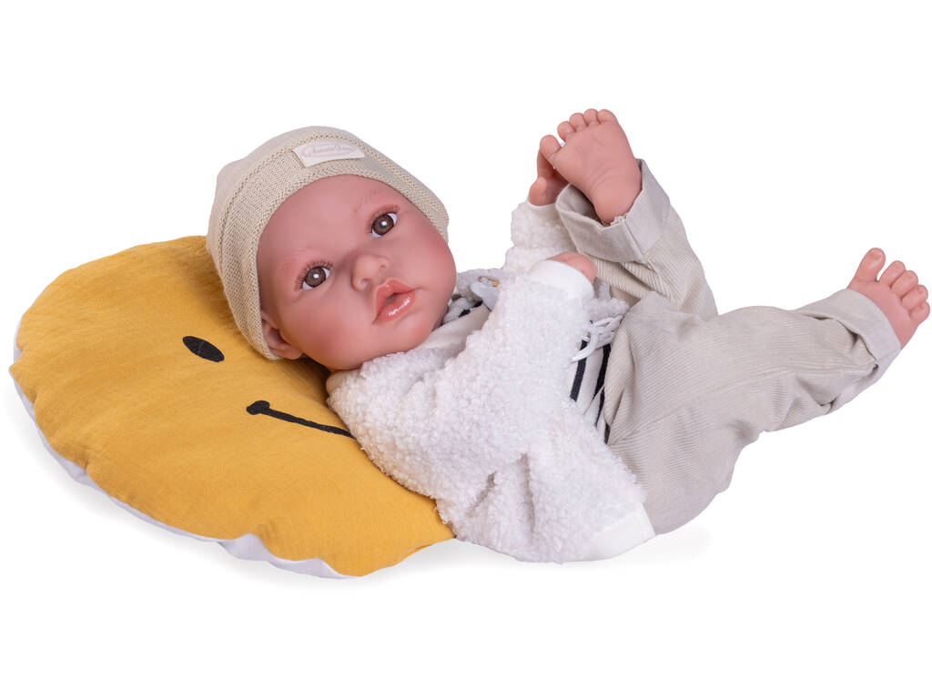 42 Cm Newborn Baby Doll Erik With Cushion Smile