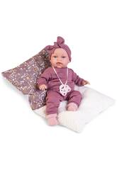 Boneca Bebé Toneta Balbuceio de 34 Cm Com Cama