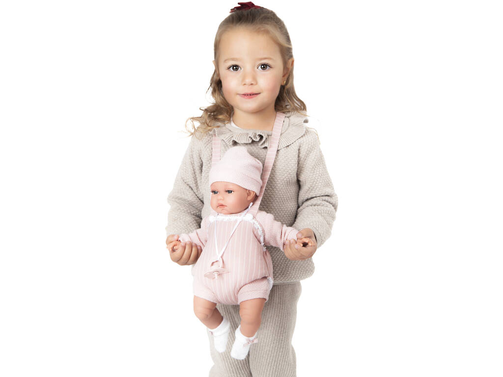Poupée bébé Toneta Babillage de 34 cm avec porte-bébé