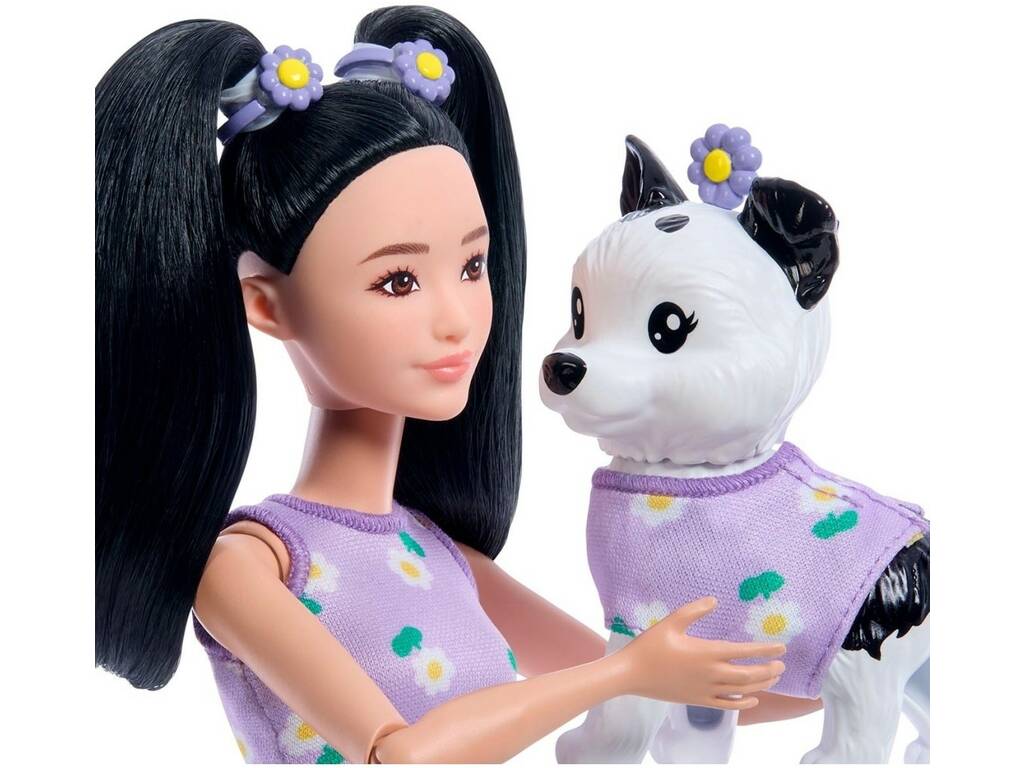 Barbie Twinning Looks Muñeca Look Violeta con Perro