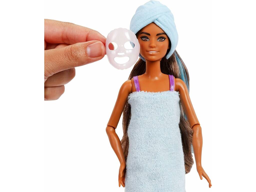 Barbie Party Unboxed Poupée avec palette violette et 10 surprises