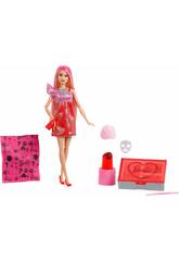 Barbie Party Unboxed Poupée avec palette rouge et 10 surprises