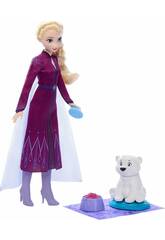 Poupe Elsa Frozen avec ours en peluche