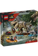 Lego Jurassic World Rebirth Fuite par la rivire et T. Rex  la chasse