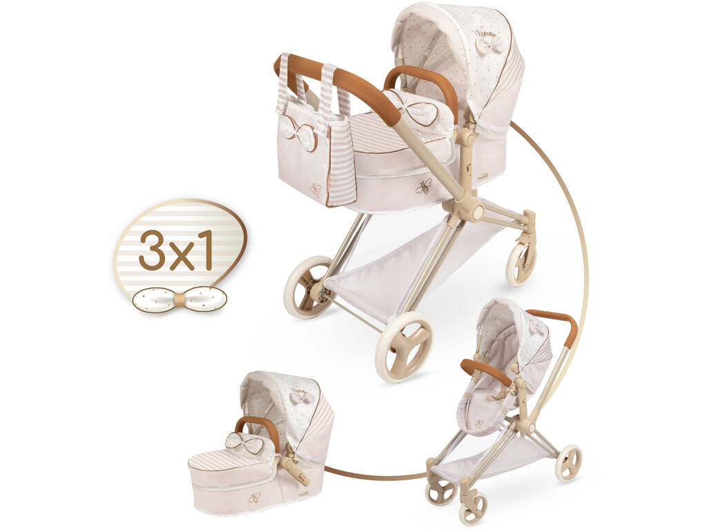 Verona 3x1 Chariot pliable pour poupées avec sac à main