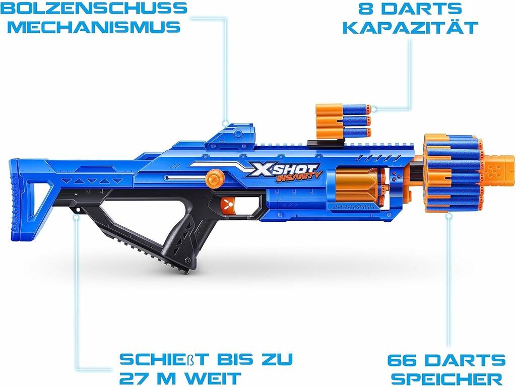 Zuru Xshot Lanceur Insanity Berzerko avec 48 fléchettes