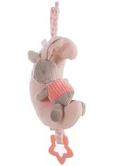 Little Kids Luna Boîte à musique Lapin rose en velours 25 cm