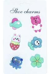 Pins Decorativos para Tamancos EVA Pack Animais e Flores 6 Unidades