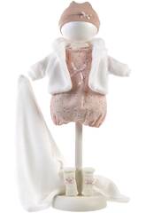 Vestido Boneca de 38 cm com Gorro, Meias e Mantinha
