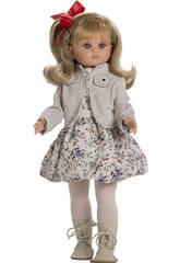 Boneca Fany Vestido de Flores e Casaco de 40 cm