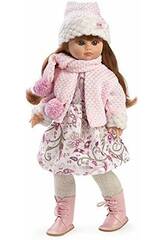 Boneca Fany Vestido e Cachecol Rosa de 40 cm