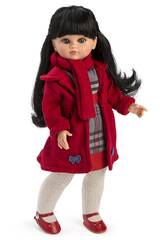 Boneca Fany Sobretudo e Cachecol Vermelho de 40 cm