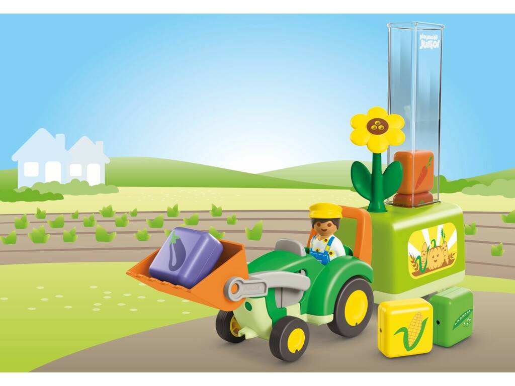 Playmobil Junior tracteur avec semoir de chargement et déchargement