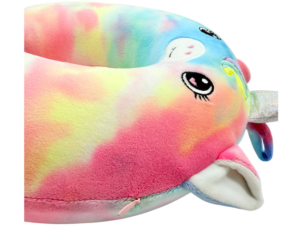 Oreiller de voyage pour le cou Unicorn multicolore 27 x 27 cm