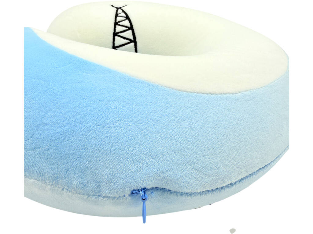 Oreiller de voyage pour le cou, bleu et blanc, 27 x 27 cm