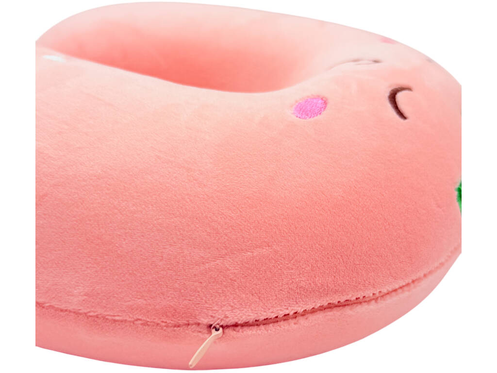 Oreiller de voyage pour la nuque Fraise rose 27 x 27 cm