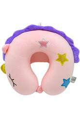 Oreiller de voyage pour le cou Licorne rose 27 x 27 cm