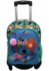 Stitch Tropical Mochila Adaptvel com Carrinho com Stoper Anticai 40X30X16 Cm
