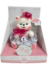 Boneca Urso Branco de 25 cm com Saia de Flores