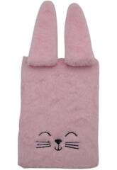 Carnet peluche A5 lapin rose avec 80 pages et intercalaire