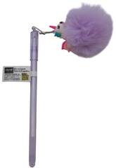 Caneta Azul com Chaveiro Pompom de 17,5 cm