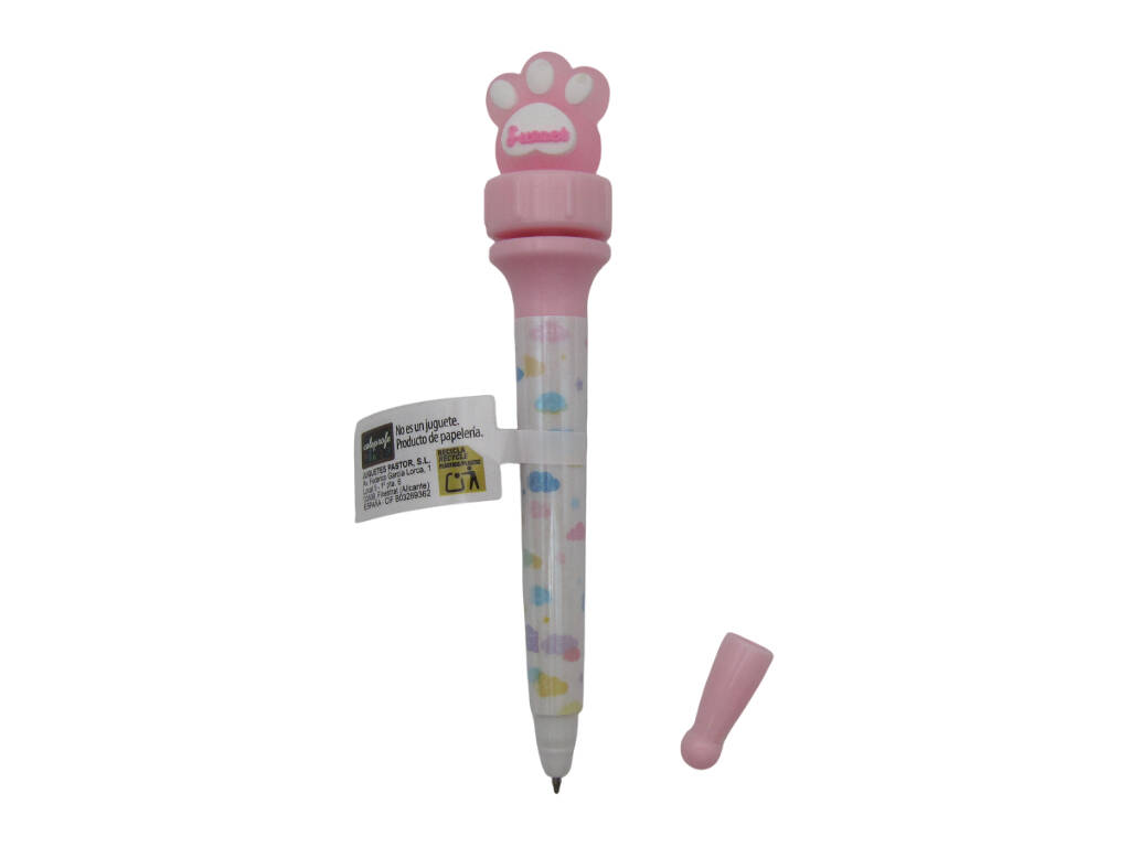 Stylo à bille bleu de 16 cm avec empreinte digitale rotative