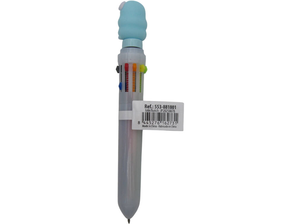 Stylo à bille 10 couleurs avec sirène rotative de 16 cm