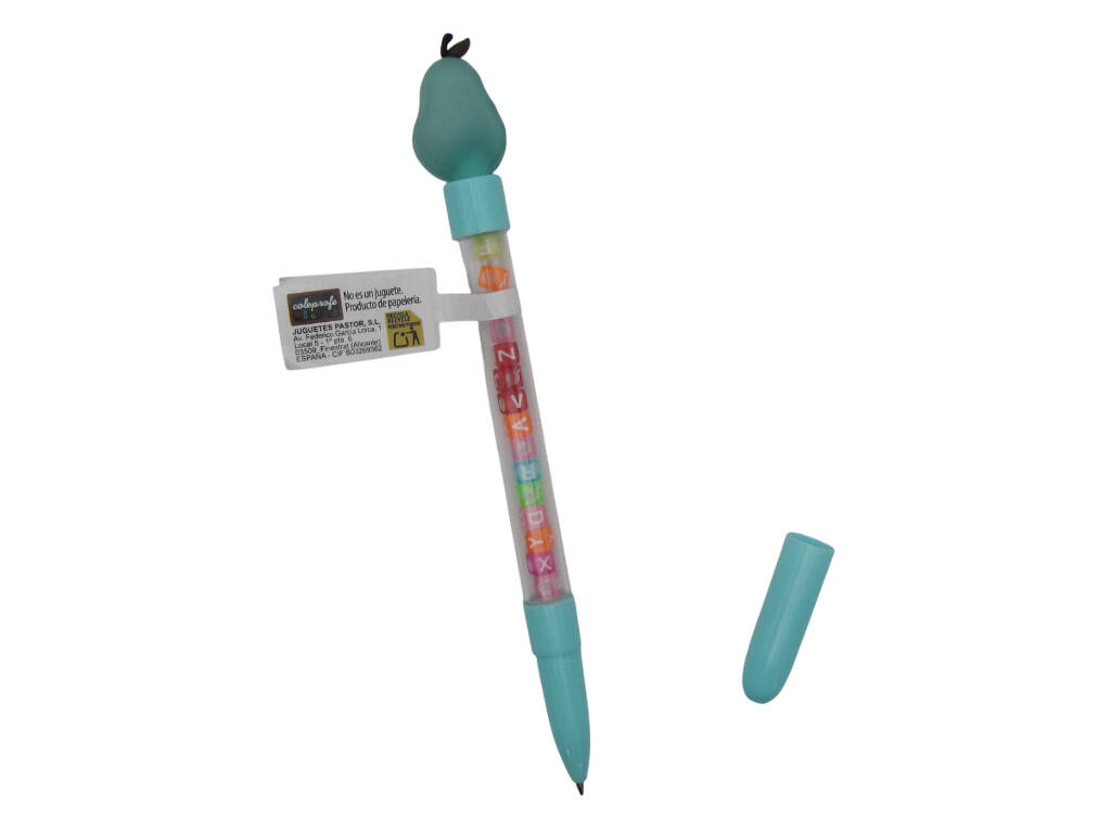Stylo à bille bleu avec avocat et perles avec lettres 19,5 cm