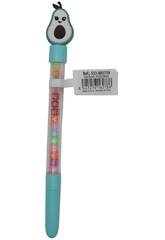 Stylo  bille bleu avec avocat et perles avec lettres 19,5 cm