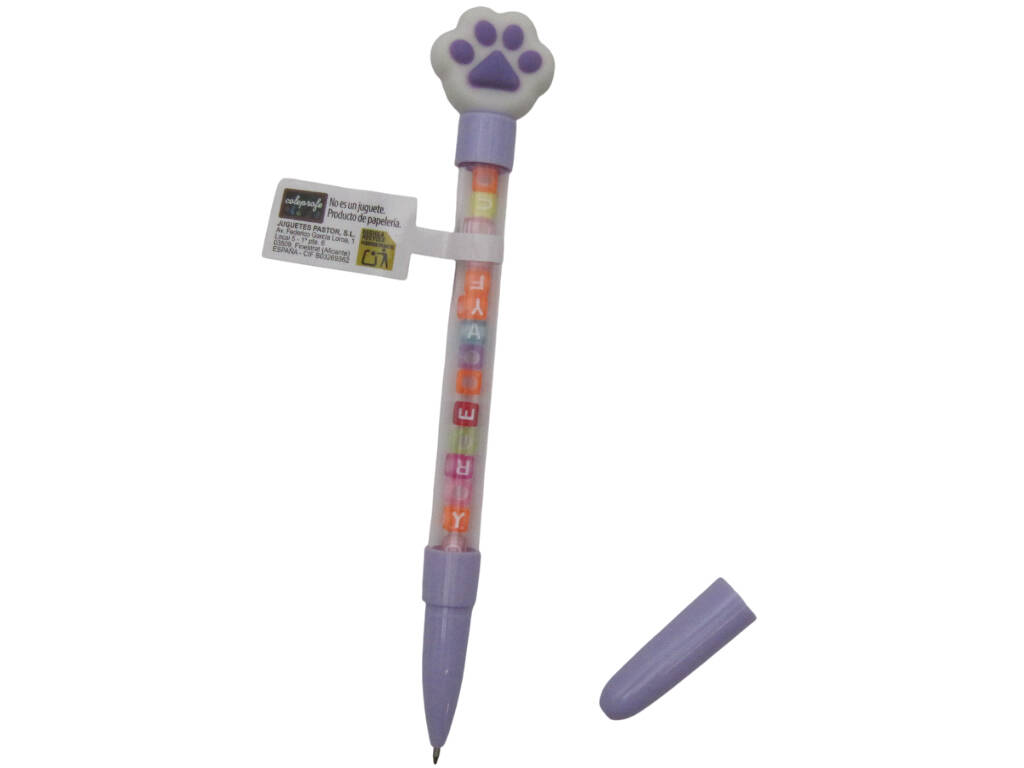Stylo à bille bleu avec empreinte digitale et perles avec lettrage 18,5 cm